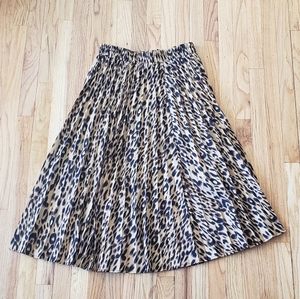 Cheetah Pleated Midi Skirt